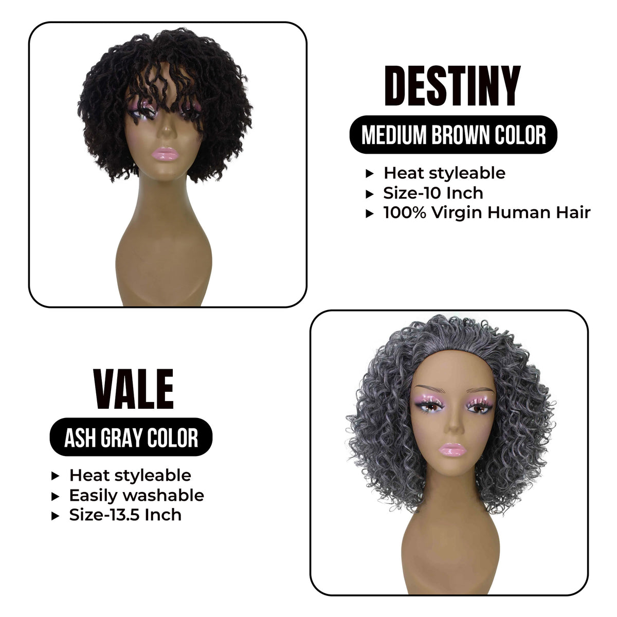 Combo Package: Destiny 10-inch Synthetic Full Wig || Vale 13.5-inch Mi ...