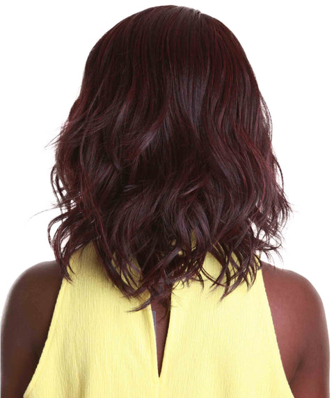 Rayana Deep Red and Black Blend Light Shag Bob Lace Front Wig