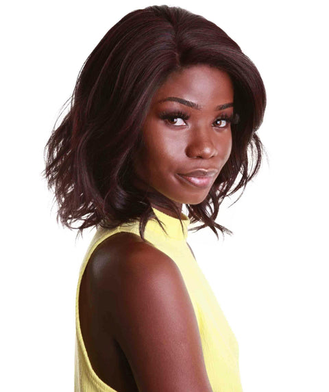 Rayana Deep Red and Black Blend Light Shag Bob Lace Front Wig