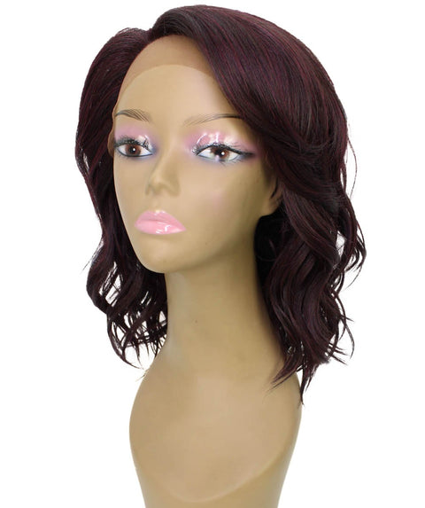 Rayana Medium Red and Black Blend Light Shag Bob Lace Front Wig