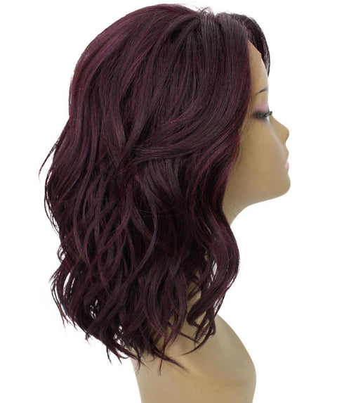 Rayana Medium Red and Black Blend Light Shag Bob Lace Front Wig