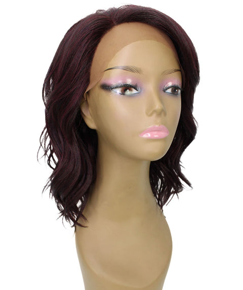 Rayana Medium Red and Black Blend Light Shag Bob Lace Front Wig