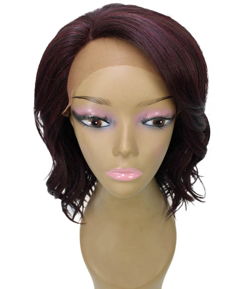 Rayana Medium Red and Black Blend Light Shag Bob Lace Front Wig