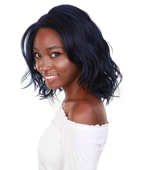 Rayana Blue and Black Blend Light Shag Bob Lace Front Wig