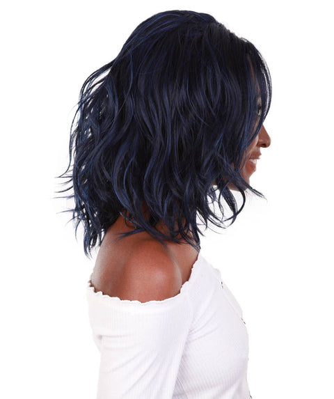 Rayana Blue and Black Blend Light Shag Bob Lace Front Wig