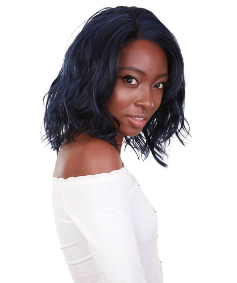 Rayana Blue and Black Blend Light Shag Bob Lace Front Wig