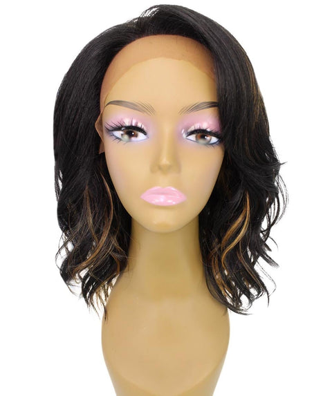 Rayana Black with Golden Light Shag Bob Lace Front Wig