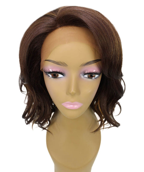 Rayana Brown with Golden Light Shag Bob Lace Front Wig