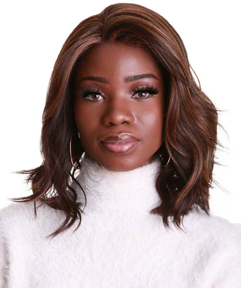 Rayana Carmel Brown Blend Light Shag Bob Lace Front Wig