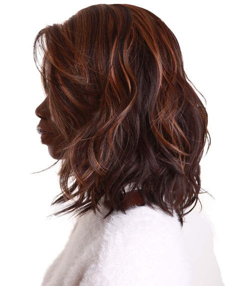 Rayana Carmel Brown Blend Light Shag Bob Lace Front Wig