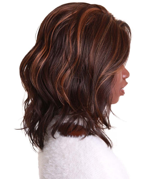 Rayana Carmel Brown Blend Light Shag Bob Lace Front Wig