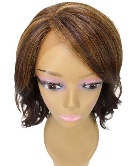 Rayana Carmel Brown Blend Light Shag Bob Lace Front Wig