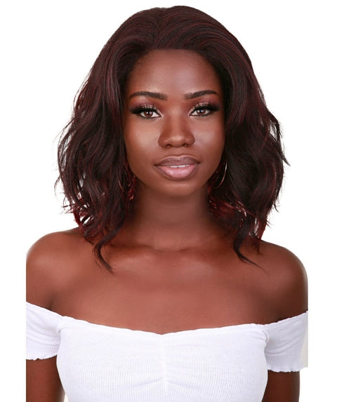 Rayana Deep Red Over Medium Red Light Shag Bob Lace Front Wig