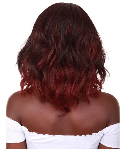 Rayana Deep Red Over Medium Red Light Shag Bob Lace Front Wig