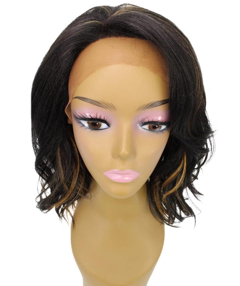 Rayana Black with Golden Light Shag Bob Lace Front Wig