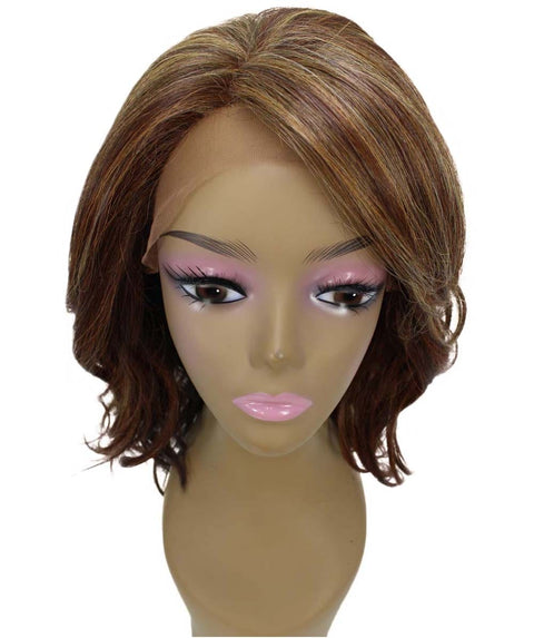 Rayana Aubum Brown Blend Light Shag Bob Lace Front Wig