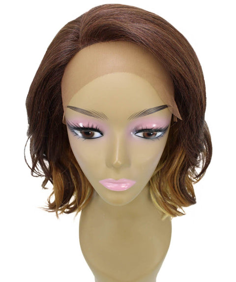 Rayana Medium Brown over Blonde Light Shag Bob Lace Front Wig