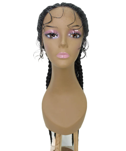 Alexus Salt and Ppepper Grey Braids Lace Wig