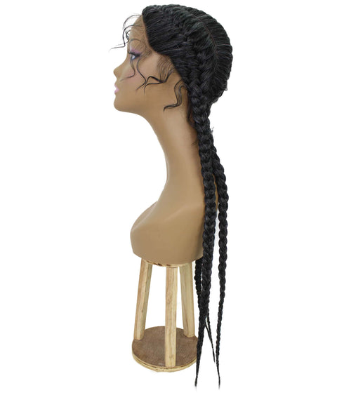 Alexus Salt and Ppepper Grey Braids Lace Wig