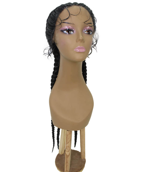 Alexus Salt and Ppepper Grey Braids Lace Wig