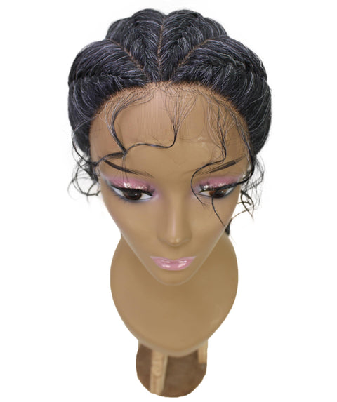 Alexus Salt and Ppepper Grey Braids Lace Wig