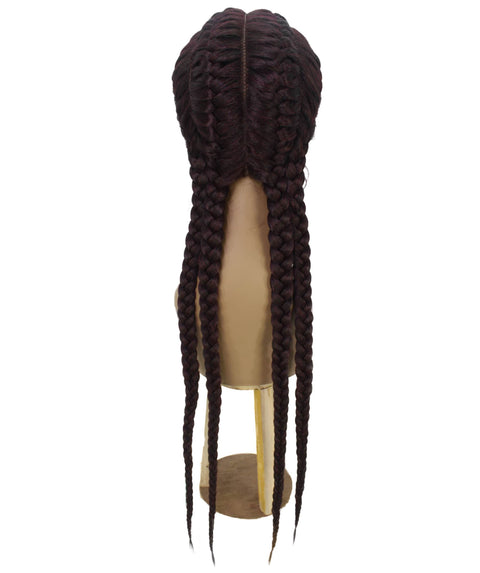 Alexus Deep Red and Black Blend Braids Lace Wig