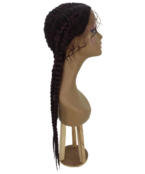 Alexus Deep Red and Black Blend Braids Lace Wig