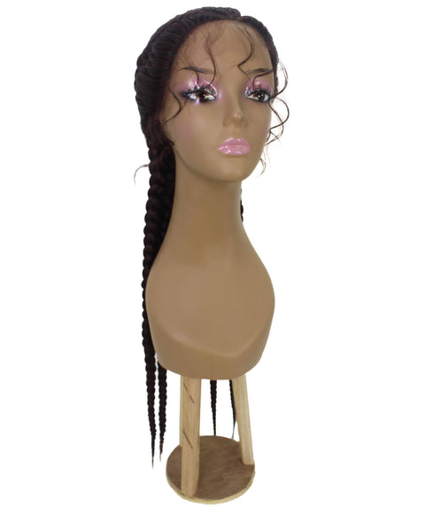 Alexus Deep Red and Black Blend Braids Lace Wig