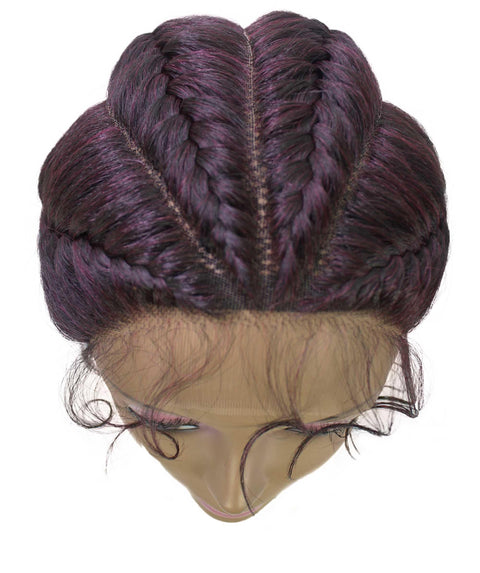 Alexus Deep Red and Black Blend Braids Lace Wig