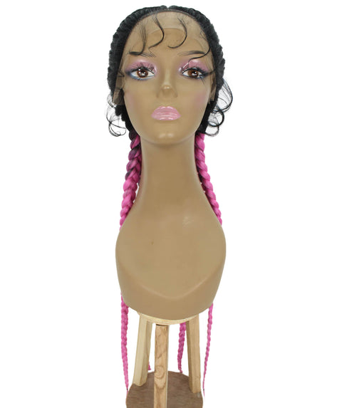 Alexus Dark Pink Ombre Braids Lace Wig