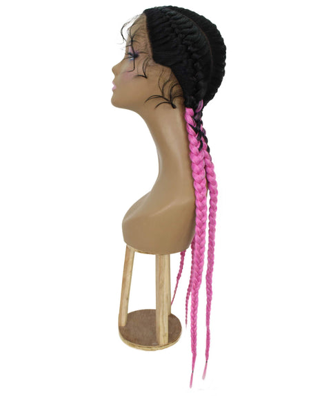 Alexus Dark Pink Ombre Braids Lace Wig