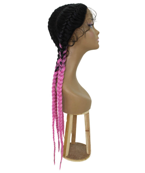 Alexus Dark Pink Ombre Braids Lace Wig