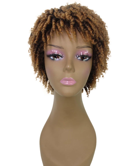 Kayla Dark Brown with Golden Spiral Curl Hair Wig