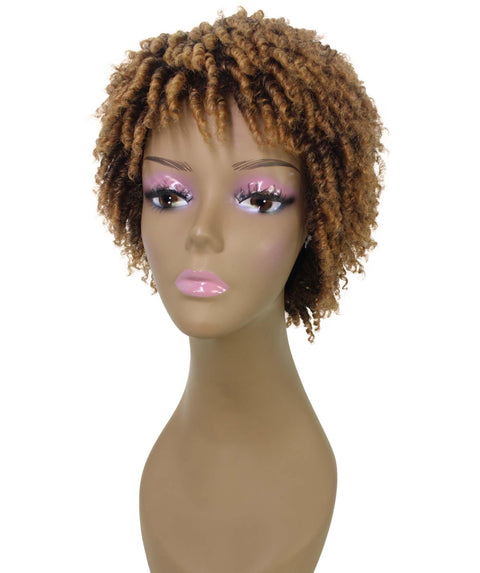 Kayla Dark Brown with Golden Spiral Curl Hair Wig