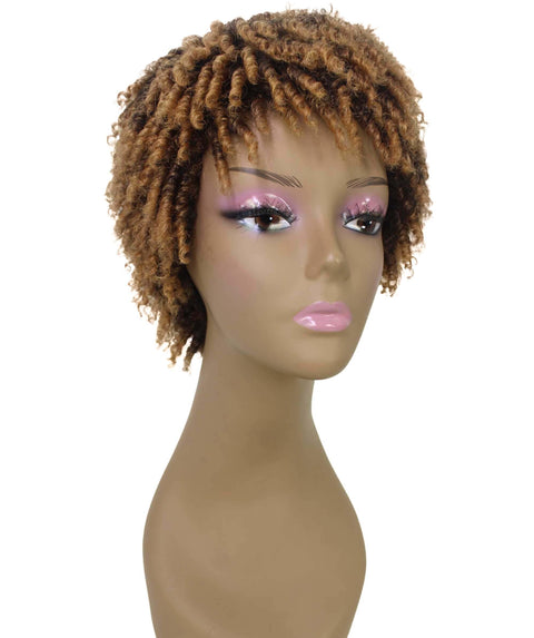 Kayla Dark Brown with Golden Spiral Curl Hair Wig