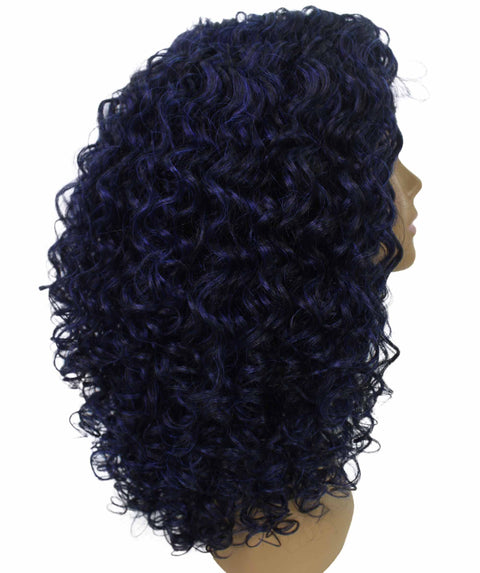 Precious Blue and Black Trendy Afro Lace Wig