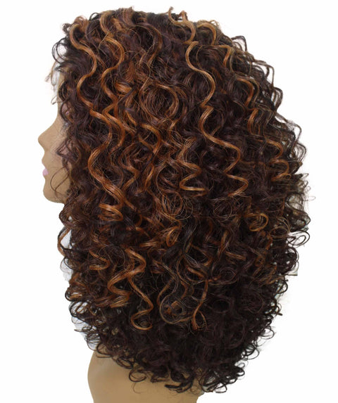 Precious Caramel Brown Blend Trendy Afro Lace Wig