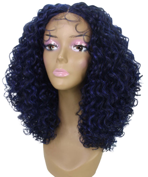 Precious Blue and Black Trendy Afro Lace Wig