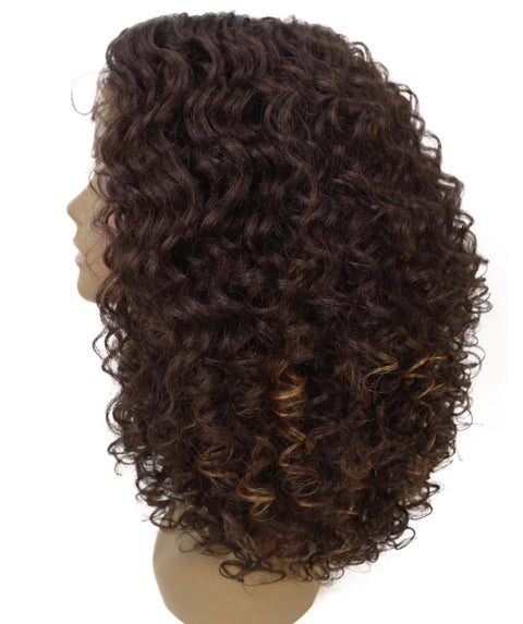 Precious Brown with Golden Trendy Afro Lace Wig