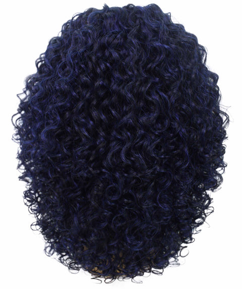 Precious Blue and Black Trendy Afro Lace Wig