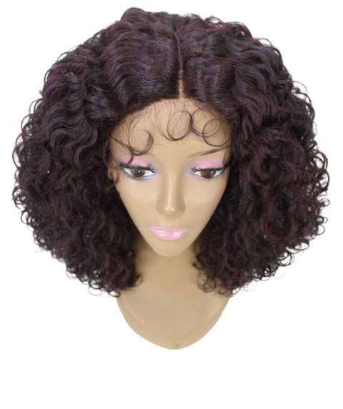 Precious Deep Red and Black Blend Trendy Afro Lace Wig