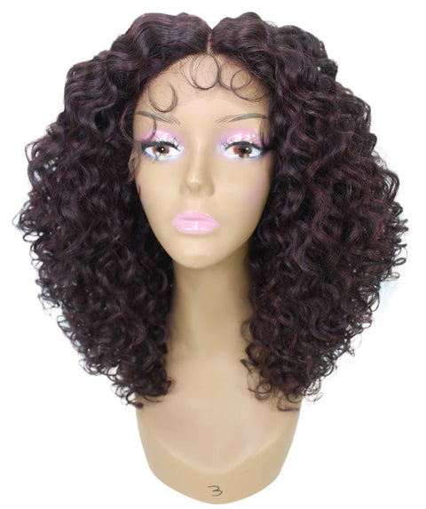 Precious Deep Red and Black Blend Trendy Afro Lace Wig