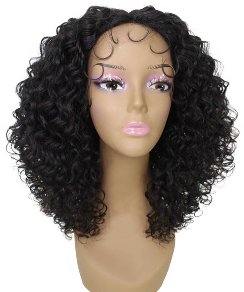 Precious Black with Golden Trendy Afro Lace Wig