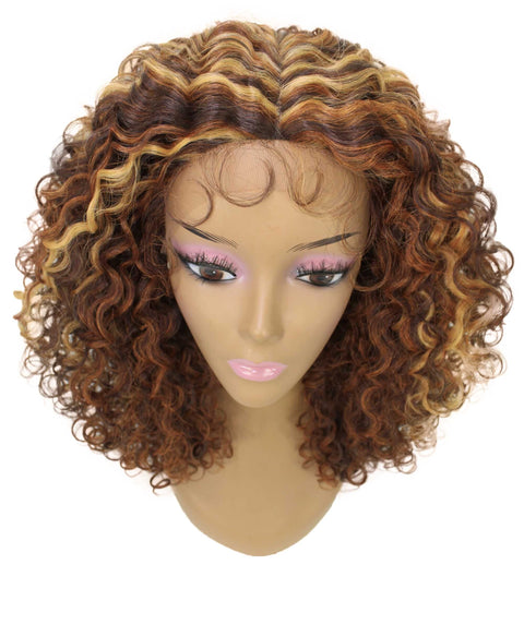 Precious Auburn Brown Blend Trendy Afro Lace Wig