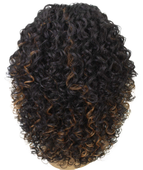 Precious Black with Golden Trendy Afro Lace Wig