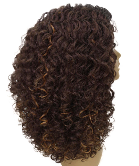 Precious Brown with Golden Trendy Afro Lace Wig