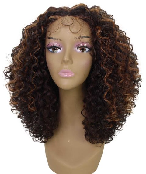 Precious Caramel Brown Blend Trendy Afro Lace Wig