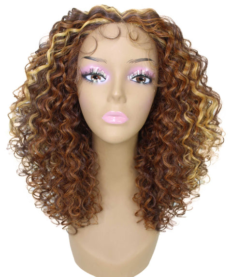 Precious Auburn Brown Blend Trendy Afro Lace Wig