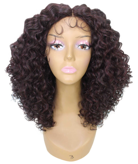 Precious Deep Red and Black Blend Trendy Afro Lace Wig