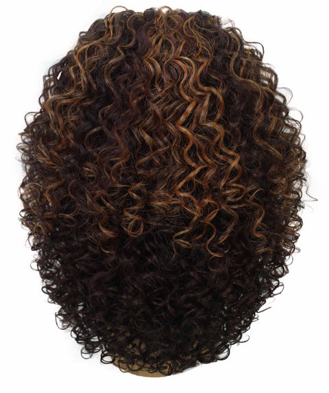 Precious Caramel Brown Blend Trendy Afro Lace Wig